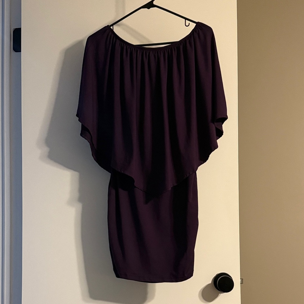 Chic Asymmetrical Off-Shoulder Dress in Deep Purple